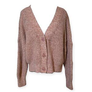 Abercrombie and Fitch Ribbed Cropped Pink V-neck Sweater Cardigan Size S